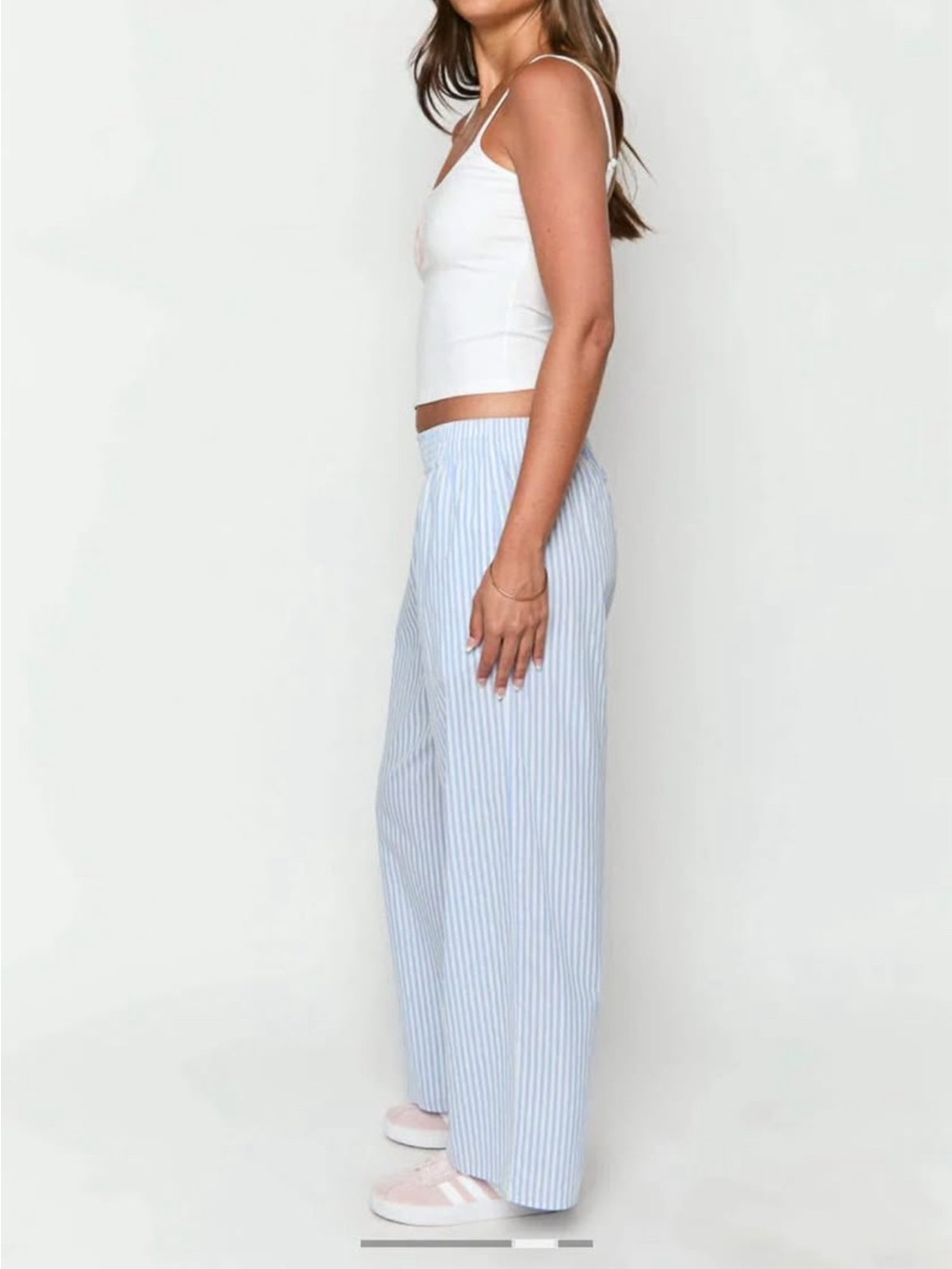 Light Blue Stripe Wide-Leg Pants